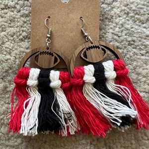 RED, BLACK & WHITE FOOTBALL earrings